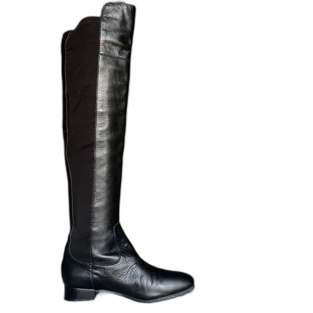 Louise et Cie Andora Black Leather Over the Knee Riding Boot Stretch Panel 5‎ M